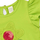 Tuc Tuc Green T-shirt with Embroidery and Rhinestones for Baby Girls