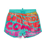 Dsquared2 Kids Costume Boxer Verde Acqua con Logo Colorful per Bambini