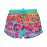 Dsquared2 Kids Costume Boxer Verde Acqua con Logo Colorful per Bambini