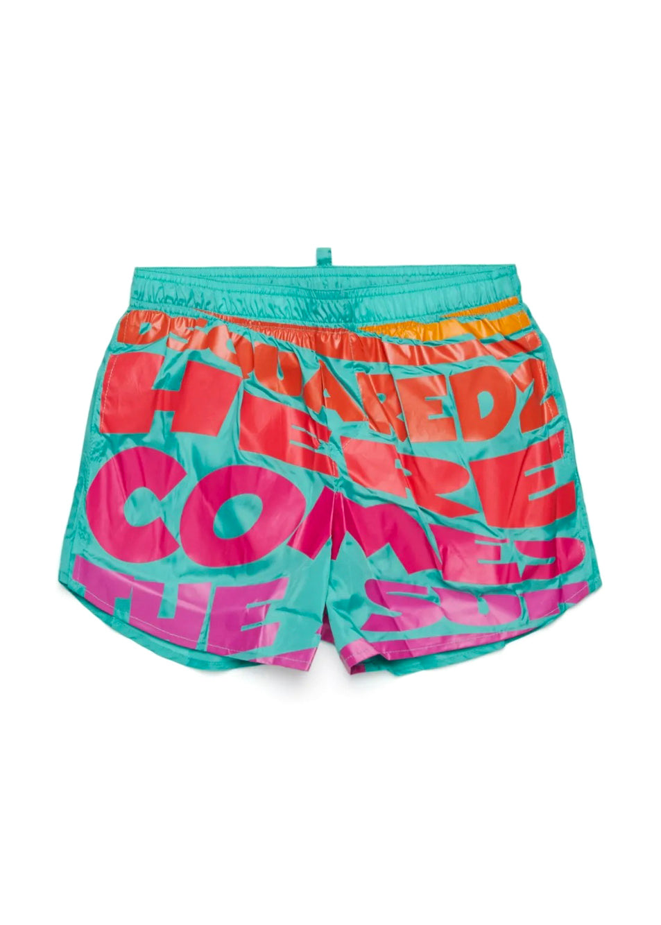 Dsquared2 Kids Costume Boxer Verde Acqua con Logo Colorful per Bambini