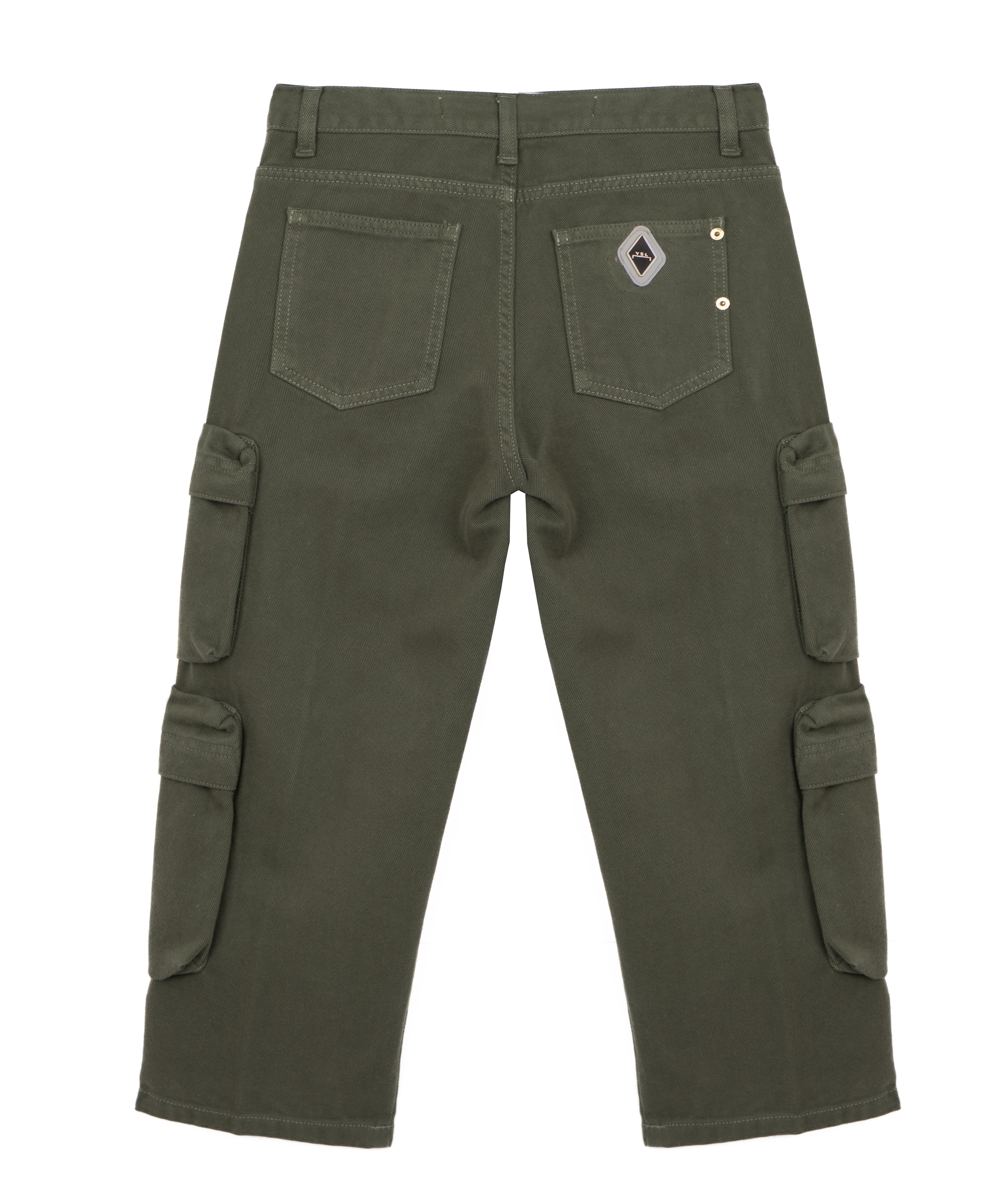 Yes London Pantalone Cargo Verde Militare per Bambini