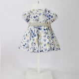 Minibanda Abito Bianco Floreale con Fascia e Fiocco per Neonate