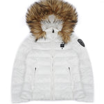 Blauer Kids Giubbino Bianco con Cappuccio e Pelliccia Ivory Junior per Bambine