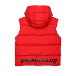 Dsquared2 Kids Giubbino Smanicato Rosso con Logo Leaf per Bambini  (retro)
