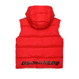 Dsquared2 Kids Giubbino Smanicato Rosso con Logo Leaf per Bambini  (retro)