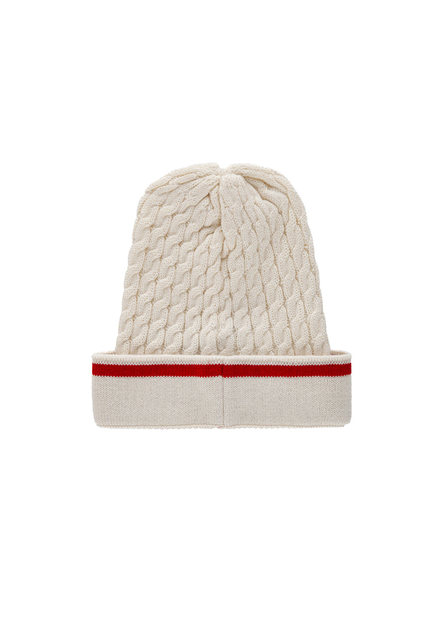 Iceberg Kids Cappello Bianco in Maglia con Intarso Logo per Bambini