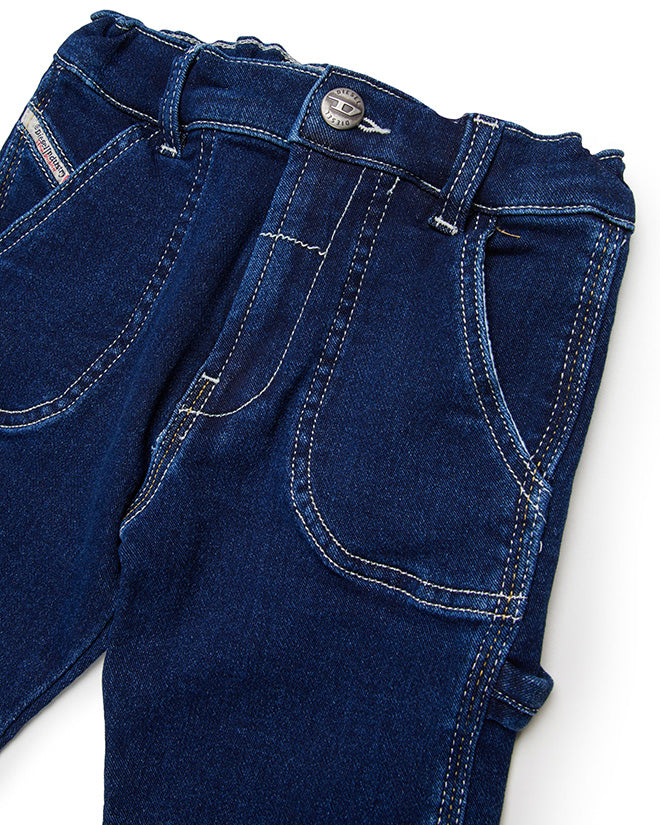 Diesel Kids Jeans Lavaggio 0 con Ricamo Logo sul Retro per Neonati