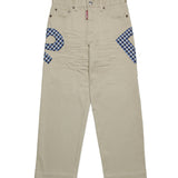 Dsquared2 Kids Pantaloni Beige con Logo Quadri per Bambini (fronte)
