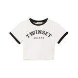Twinset Kids Black and White Logo T-Shirt for Girls