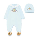 Moschino Kids Tutina Celeste con Cappello per Neonati