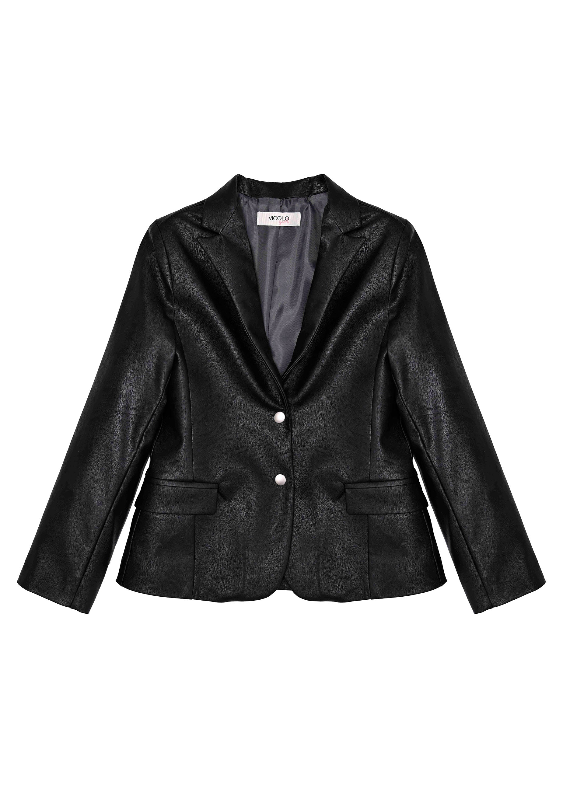 Vicolo Kids Giacca Blazer Nera Ecopelle per Bambine