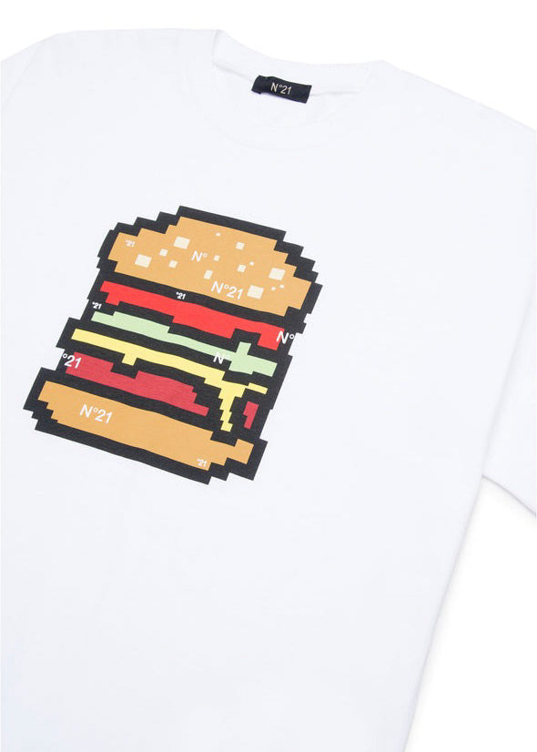 N°21 Kids T-shirt con Stampa Hamburger Bianca