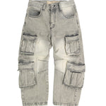 Yes London Kids Denim Cargo Grigio Stone Wash per Bambini
