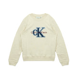 Calvin Klein Kids Felpa Panna Girocollo Ricamo Logo Frontale per Bambini