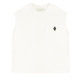 Yes London Kids Canotta Bianco Monocolore con Applicazione Logo per Bambini