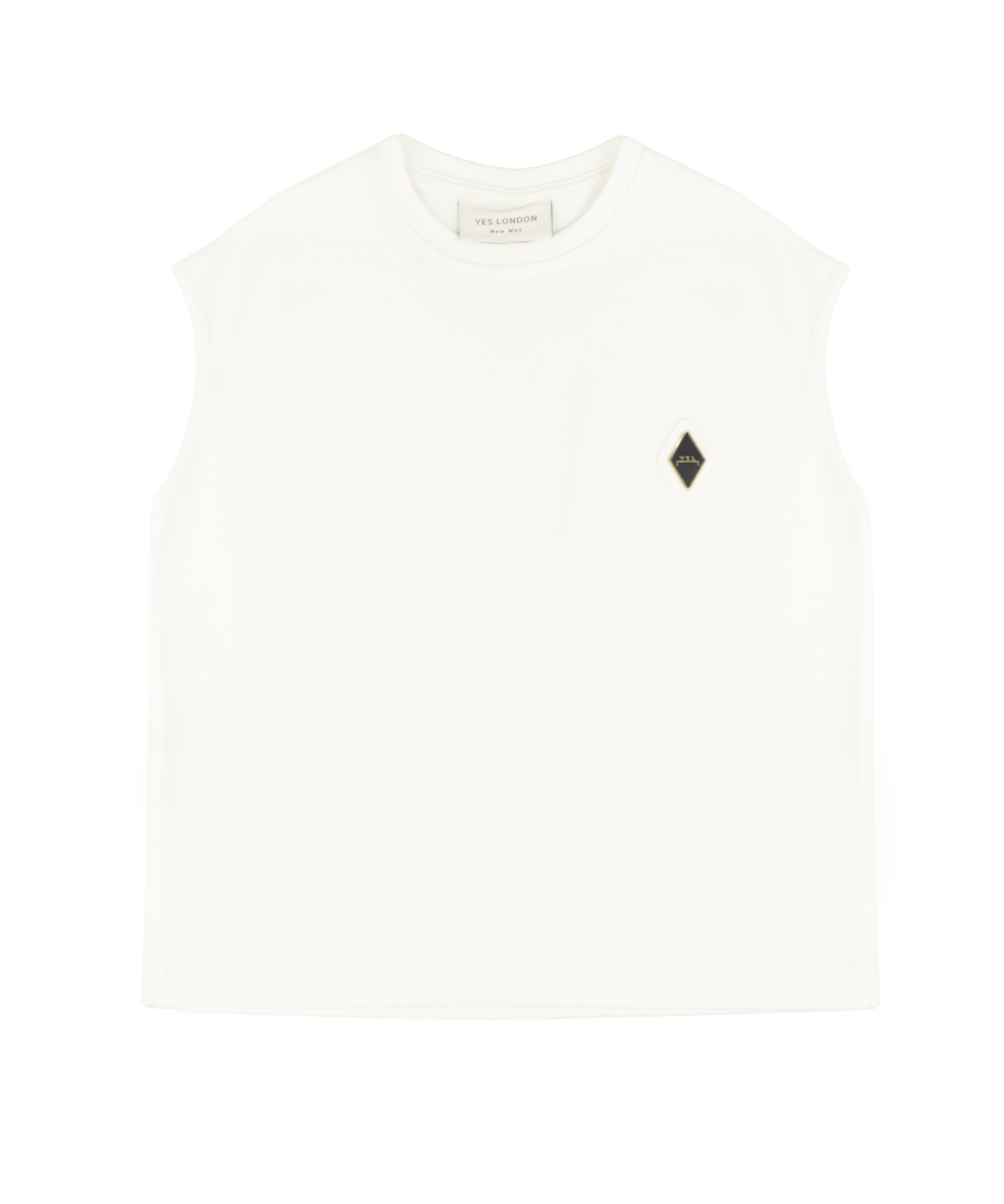 Yes London Kids Canotta Bianco Monocolore con Applicazione Logo per Bambini