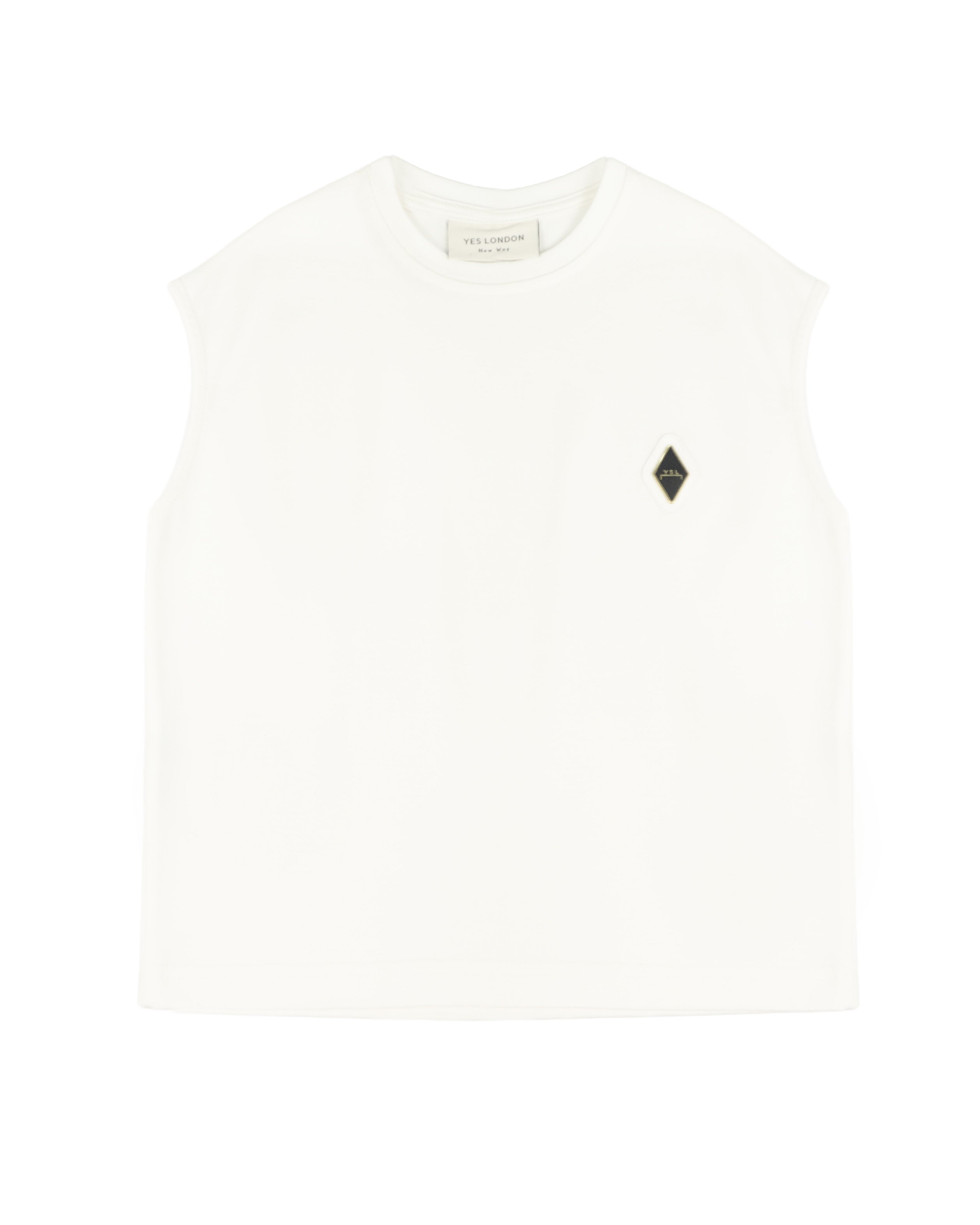 Yes London Kids Canotta Bianco Monocolore con Applicazione Logo per Bambini