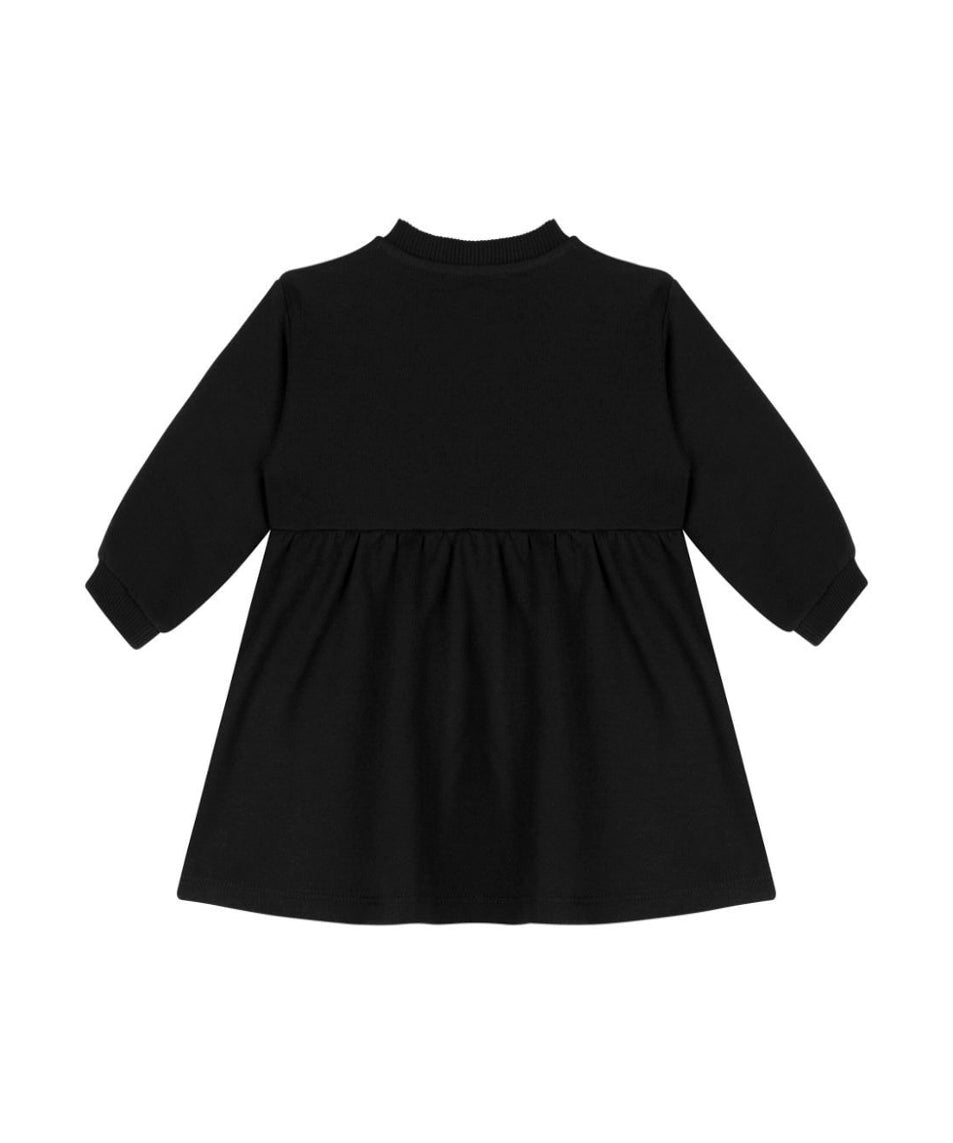 Moschino Kids Abito Nero Svasato con Stampa Teddy Bear per Neonate (retro)