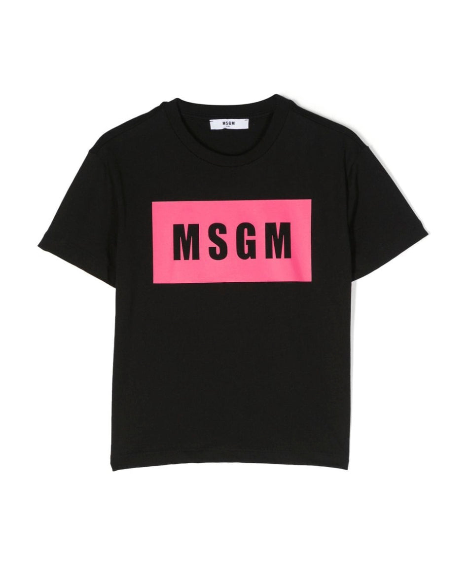 MSGM Kids T-Shirt Nera con Logo per Bambine