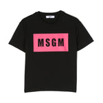 MSGM Kids T-Shirt Nera con Logo per Bambine