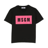 MSGM Kids T-Shirt Nera con Logo per Bambine