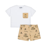 Moschino Kids T-shirt con Shorts Bianco/Beige per Neonati