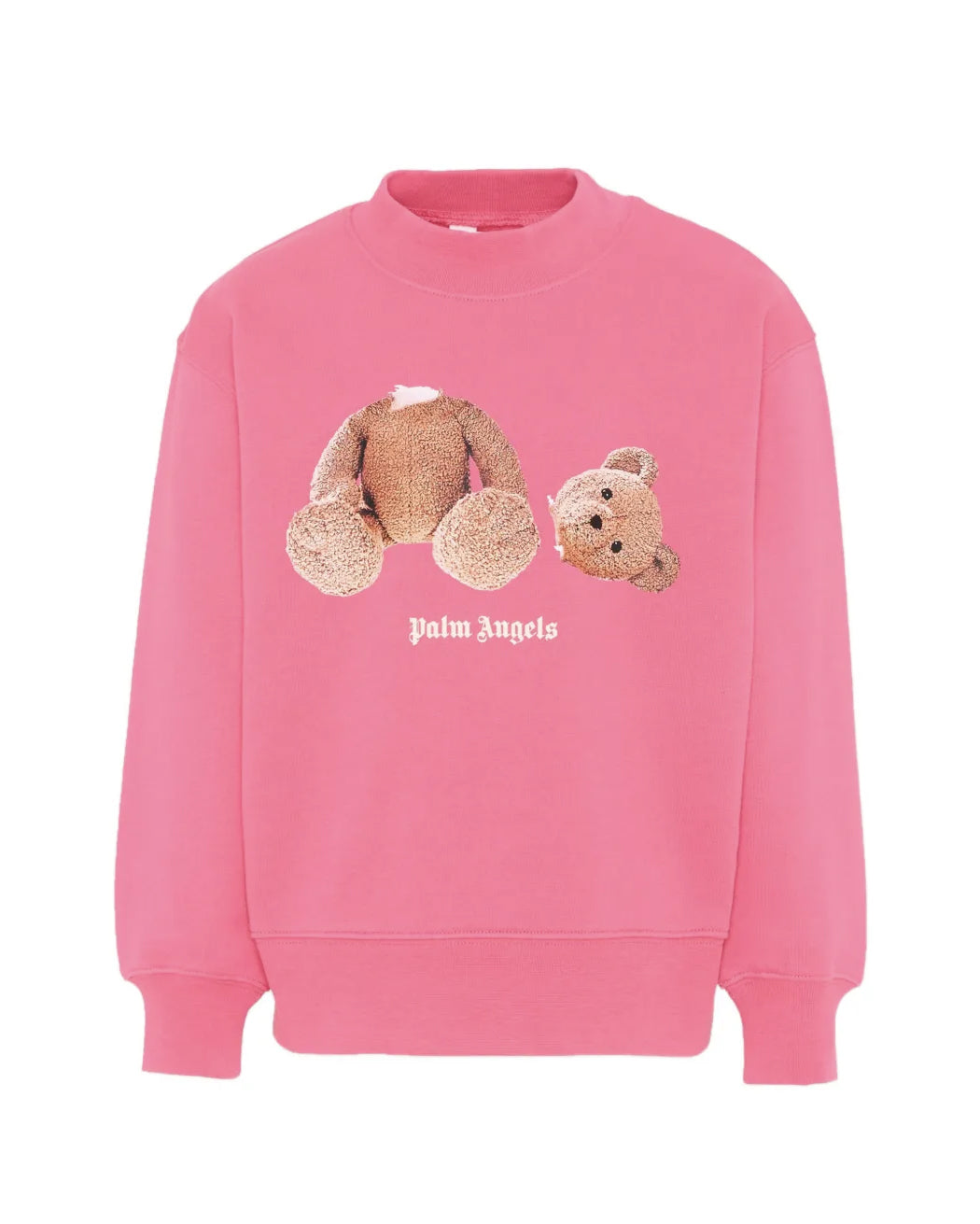 Palm Angels Kids Felpa Fucsia con Stampa Bear per Bambine