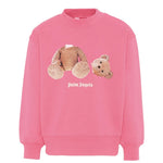 Palm Angels Kids Felpa Fucsia con Stampa Bear per Bambine