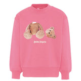 Palm Angels Kids Felpa Fucsia con Stampa Bear per Bambine