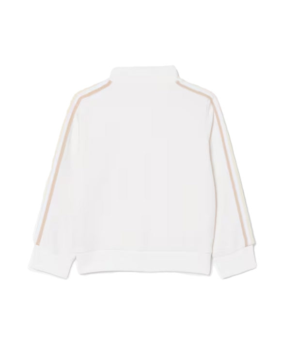 Lacoste Kids Felpa Bianco e Beige con Logo per Bambini