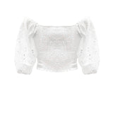 Twinset Kids Top Bianco con Pizzo per Bambine
