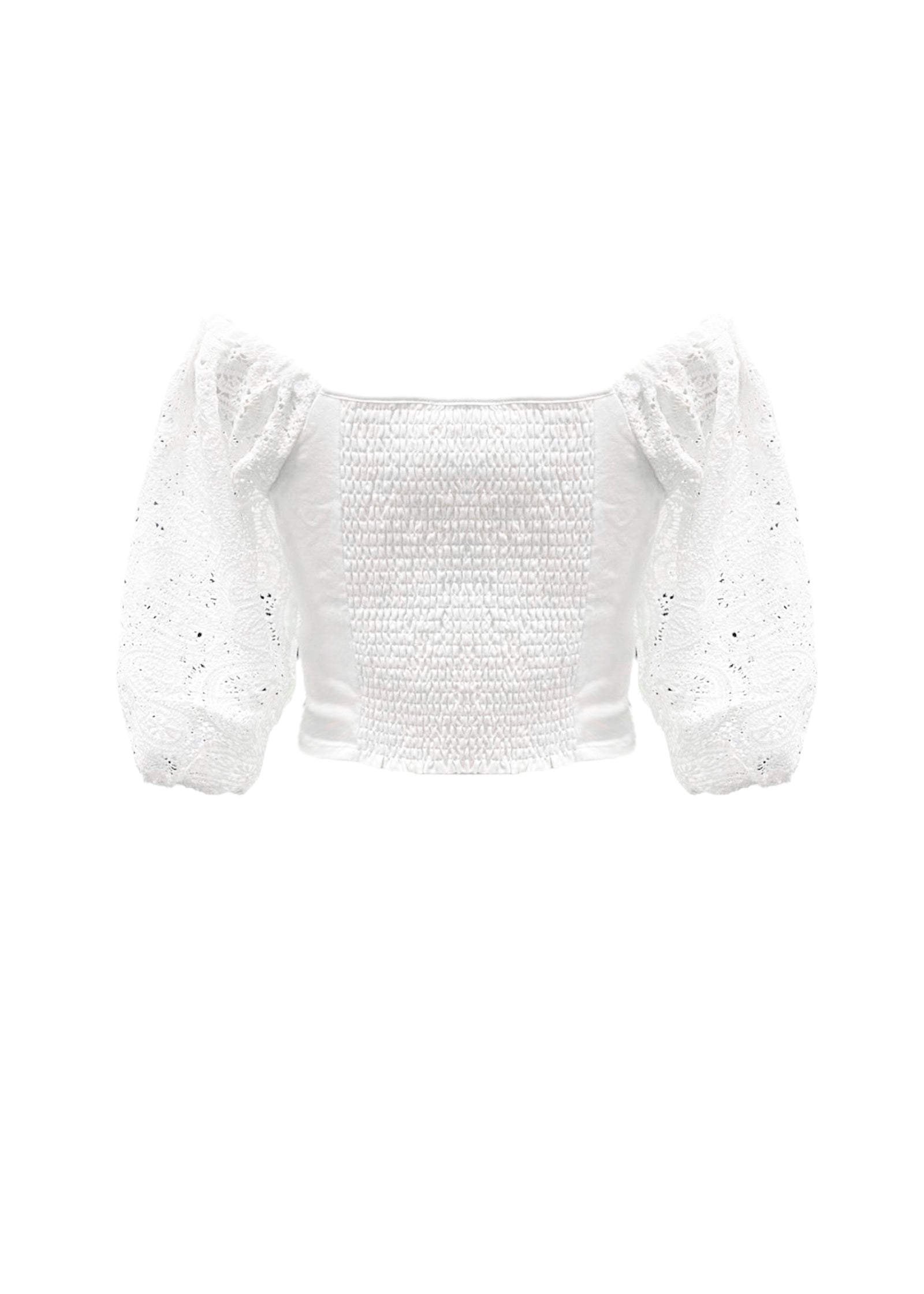 Twinset Kids Top Bianco con Pizzo per Bambine