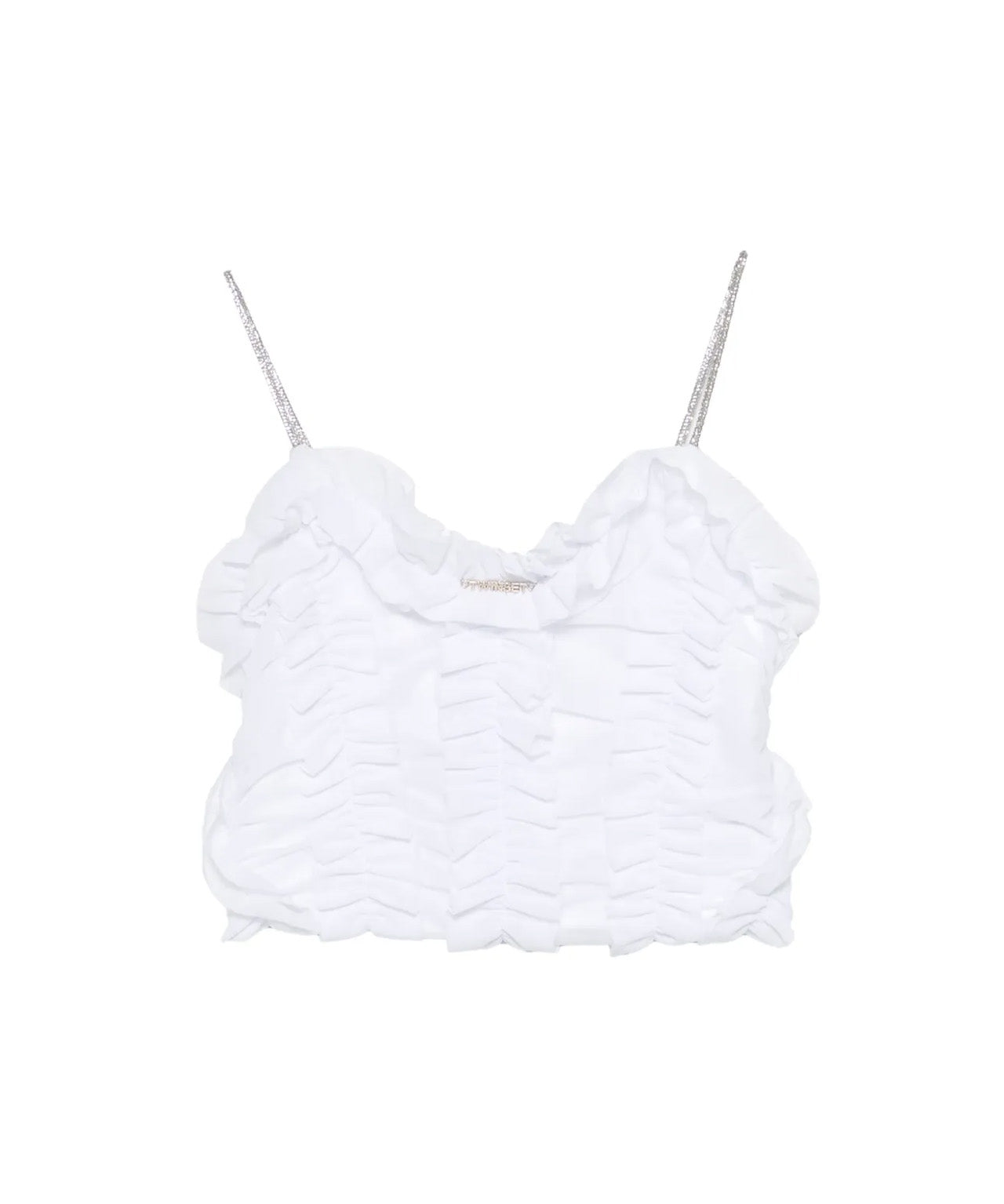 Twinset Top Off-White con Spalline Strass per Bambine