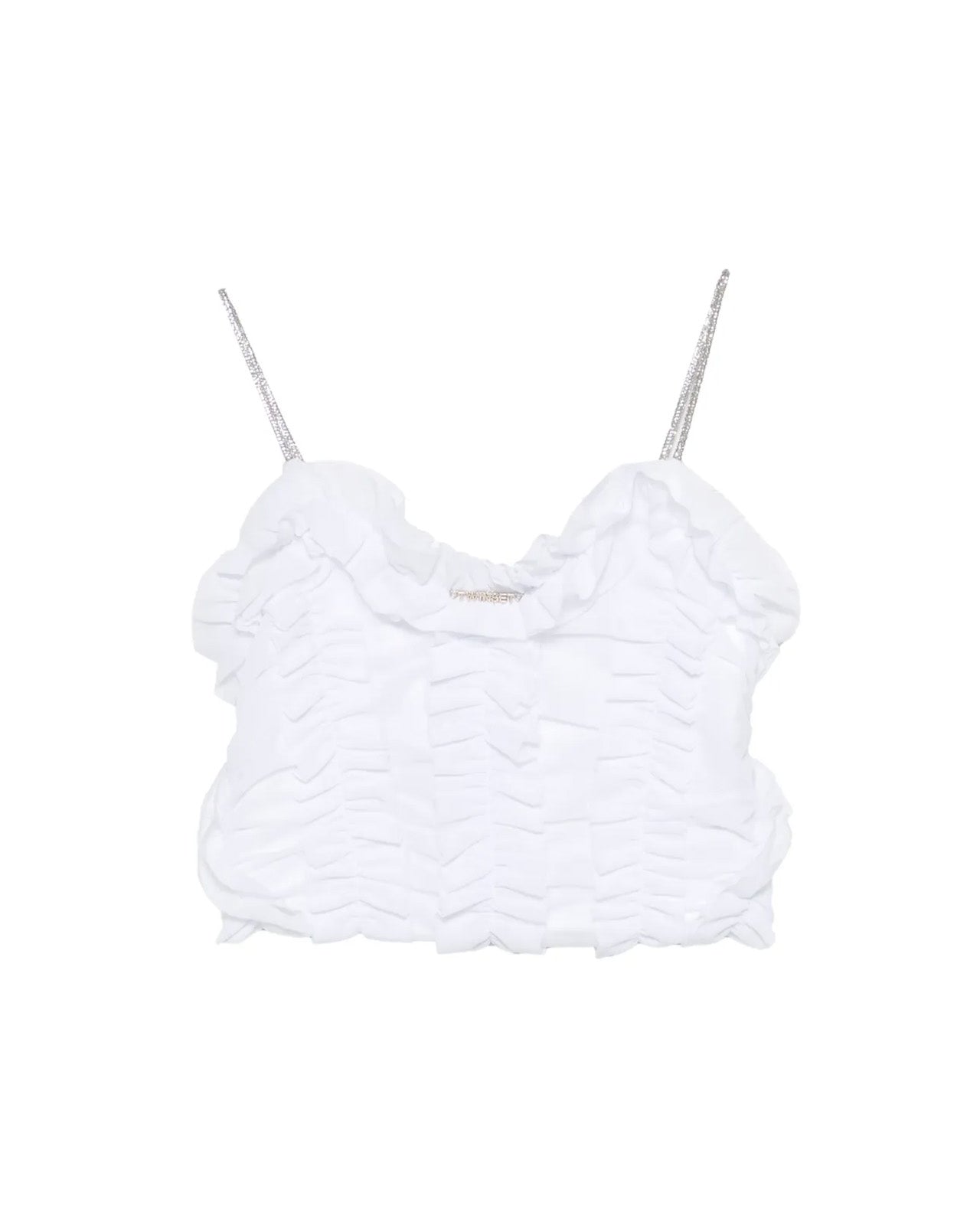 Twinset Top Off-White con Spalline Strass per Bambine