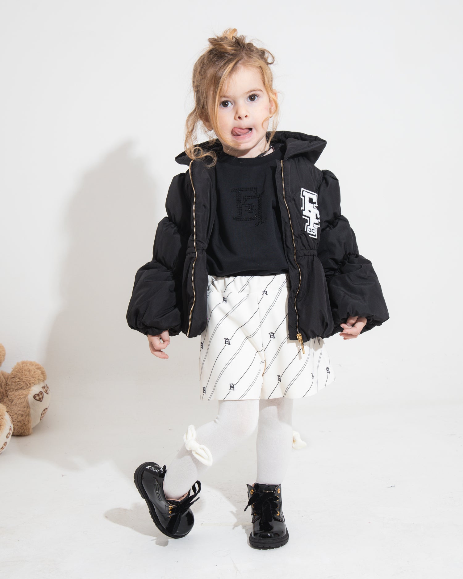 Elisabetta Franchi My Little Girl Black Down Jacket for Newborns