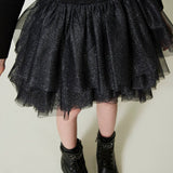 Twinset Kids Gonna Nera con Balze in Tulle per Bambine (dettaglio)