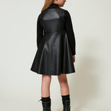 Twinset Kids Abito Nero con Fibbia Oval T per Bambine