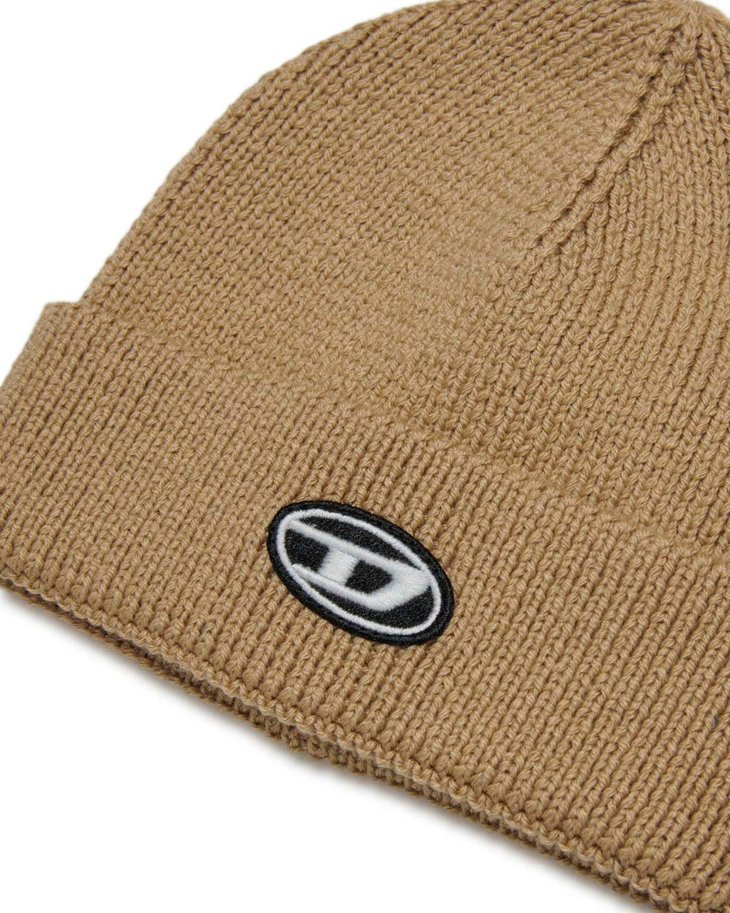 Diesel Kids Cappello Beanie Beige con Oval D per Neonati