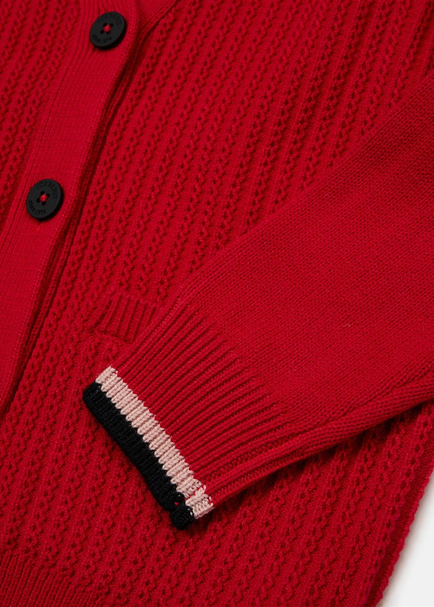 Iceberg Kids Cardigan Rosso con Intarso Logo per Bambini (dettaglio)