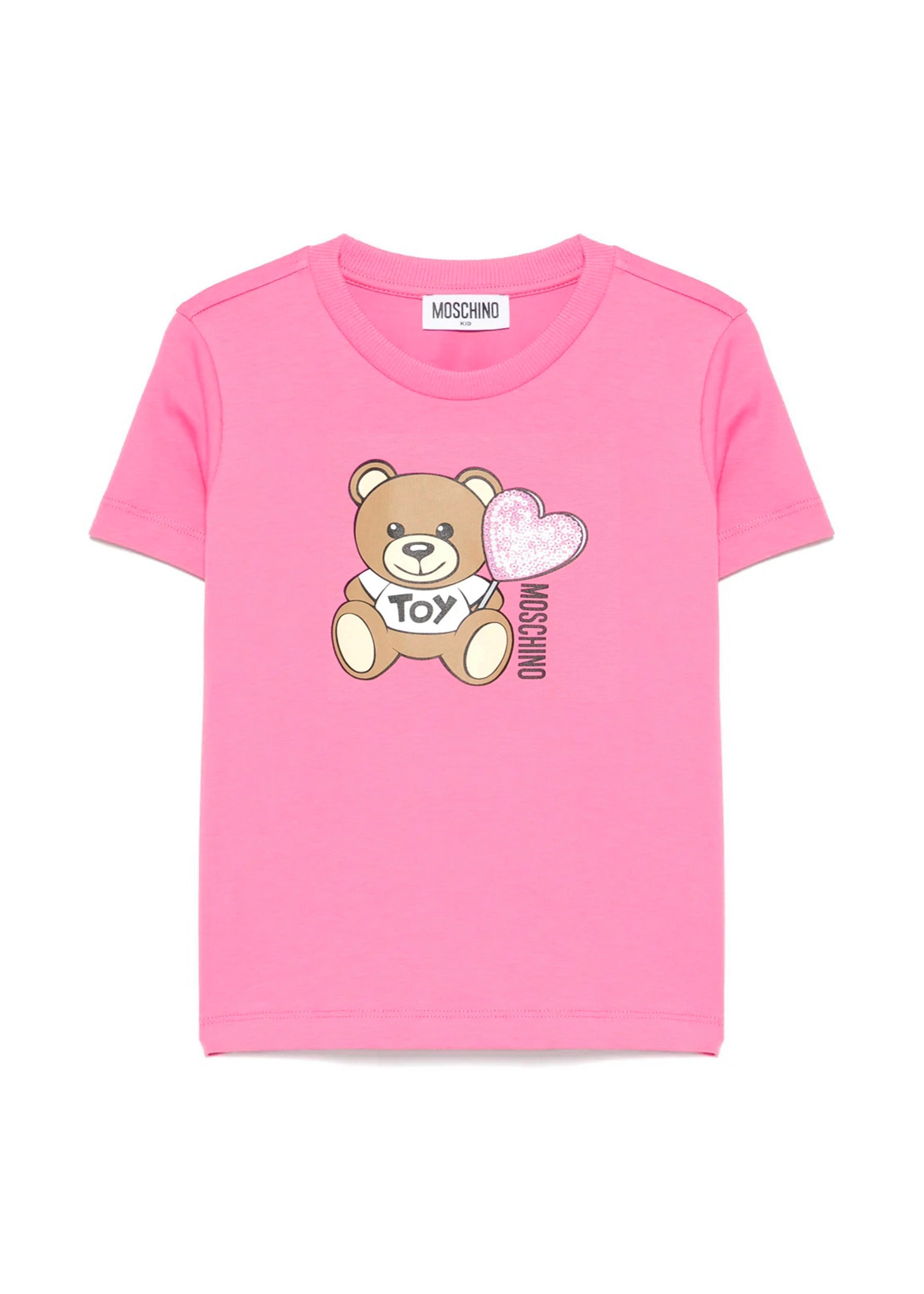 T-Shirt MoschinoMoschino Kids T-shirt Fucsia con Stampa Teddy per Bambine