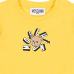 Moschino Kids T-Shirt Giallo con Logo Teddy Bear per Neonati