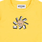 Moschino Kids T-Shirt Giallo con Logo Teddy Bear per Neonati