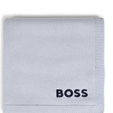 Boss Kids Coperta Celeste con Intarso Logo per Neonati