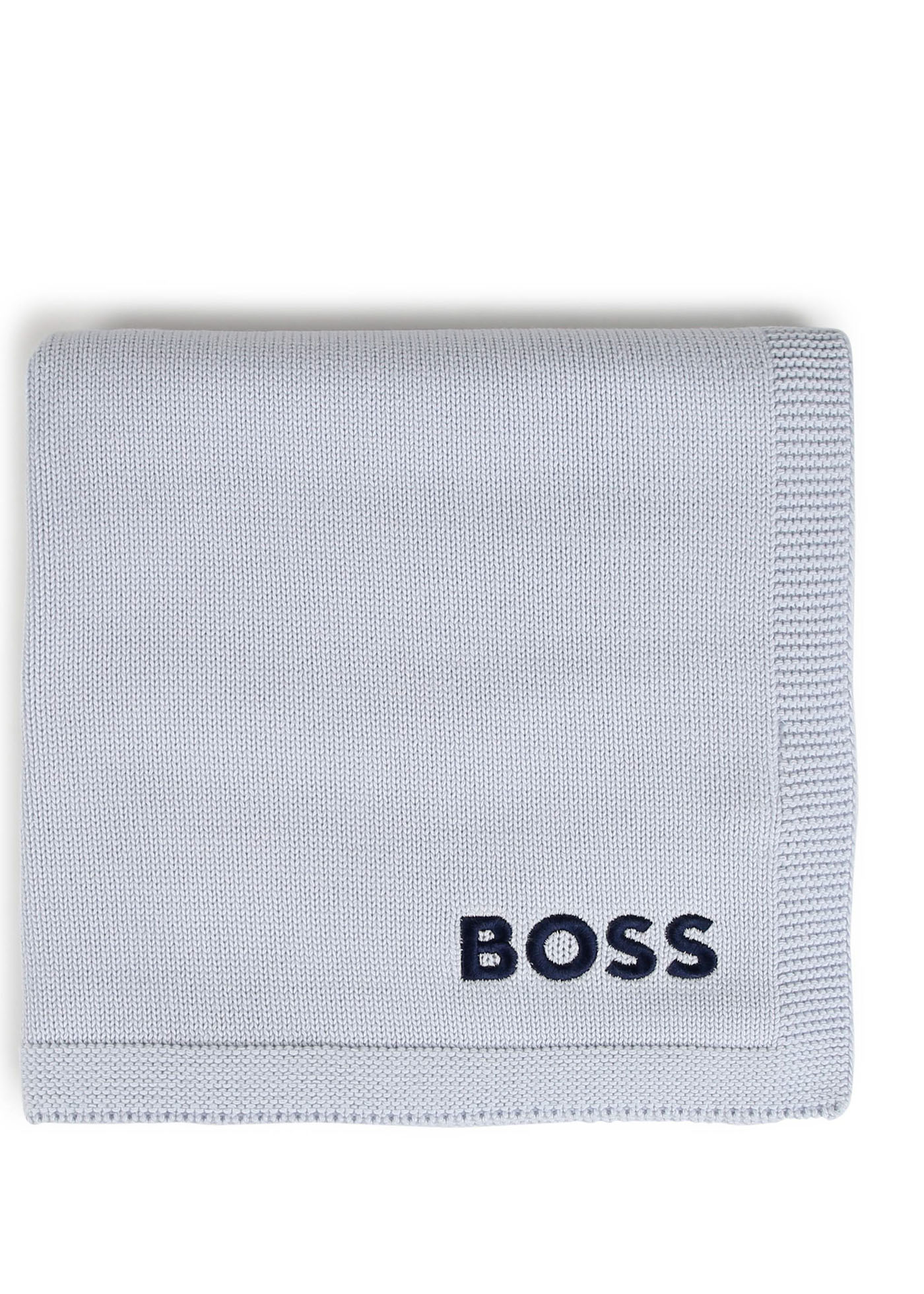 Boss Kids Coperta Celeste con Intarso Logo per Neonati