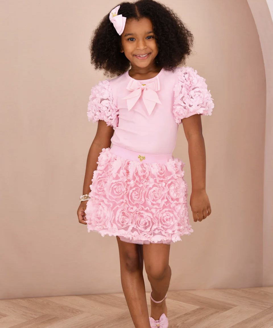 Angel's Face Kids Top Rosa con Applicazioni Rose per Bambine