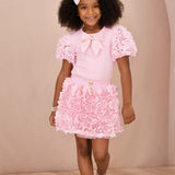 Angel's Face Kids Top Rosa con Applicazioni Rose per Bambine