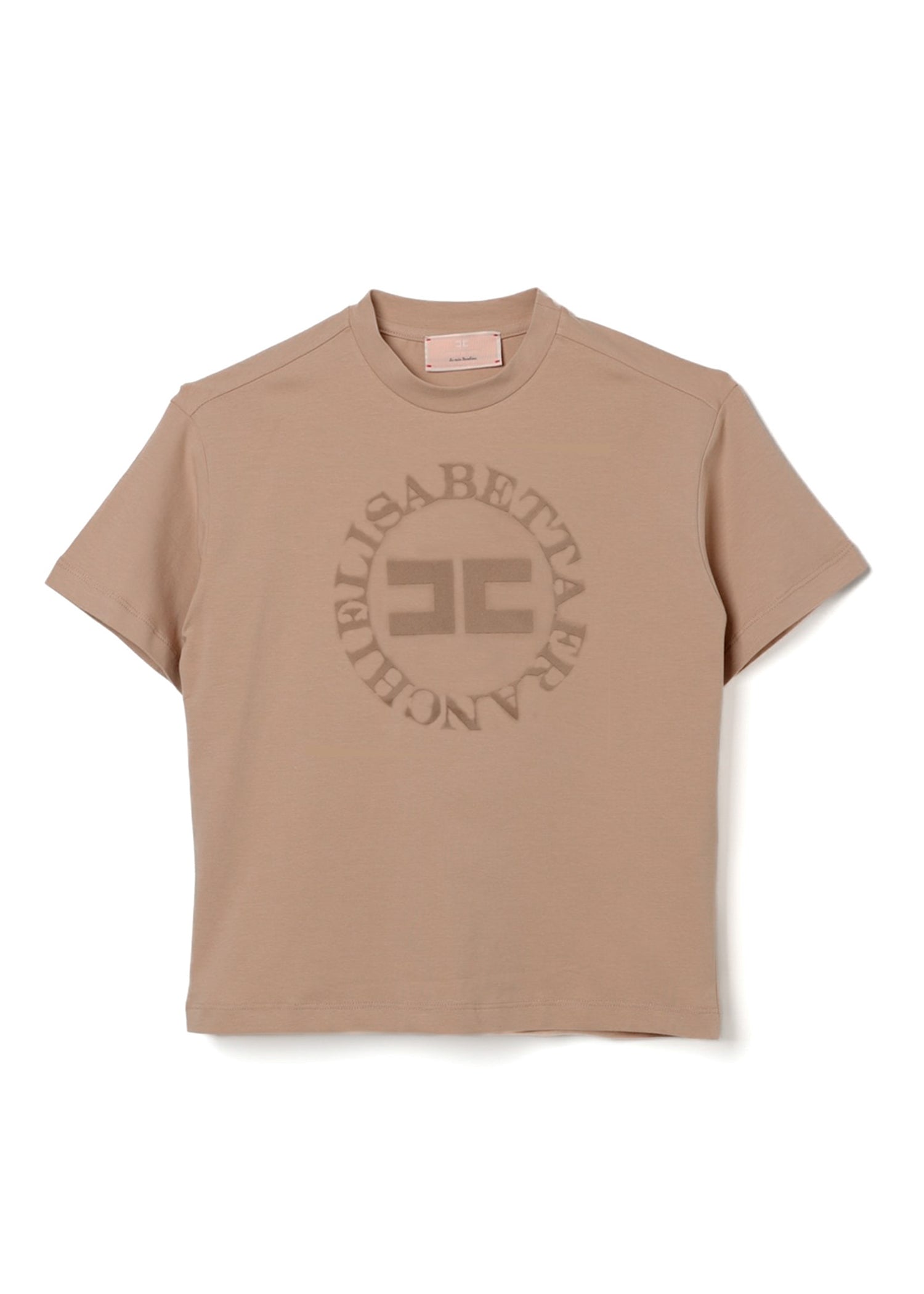 Elisabetta Franchi La Mia Bambina T-shirt Cammello con Stampa per Bambine