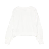 Moschino Kids Felpa Panna Girocollo con Stampa Teddy Bear con Cuori e Logo per Bambine