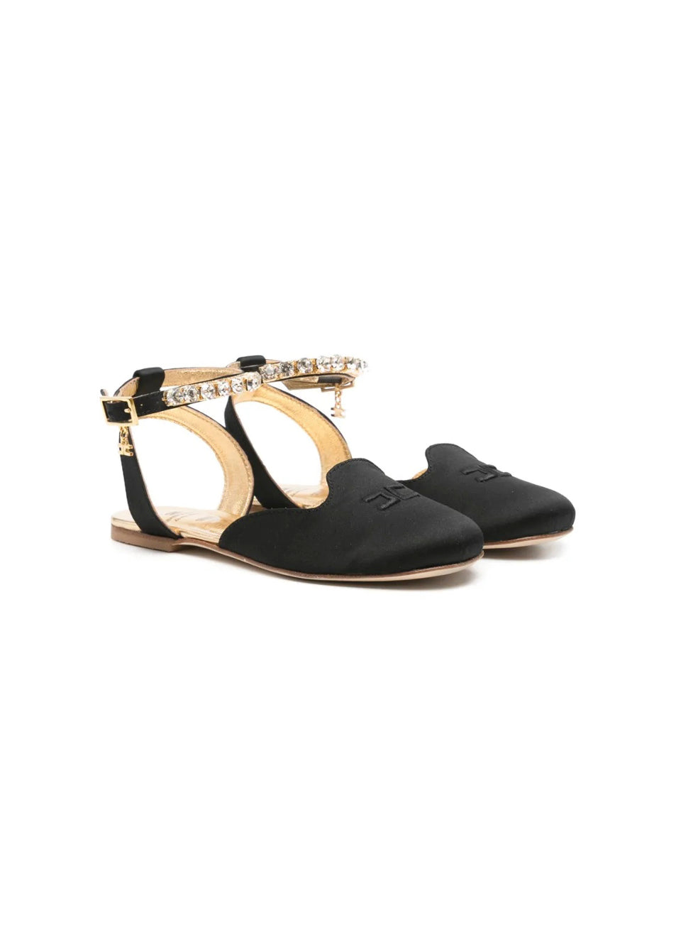 Elisabetta Franchi La Mia Bambina Ballerina Chanel con Strass Nera per Bambine