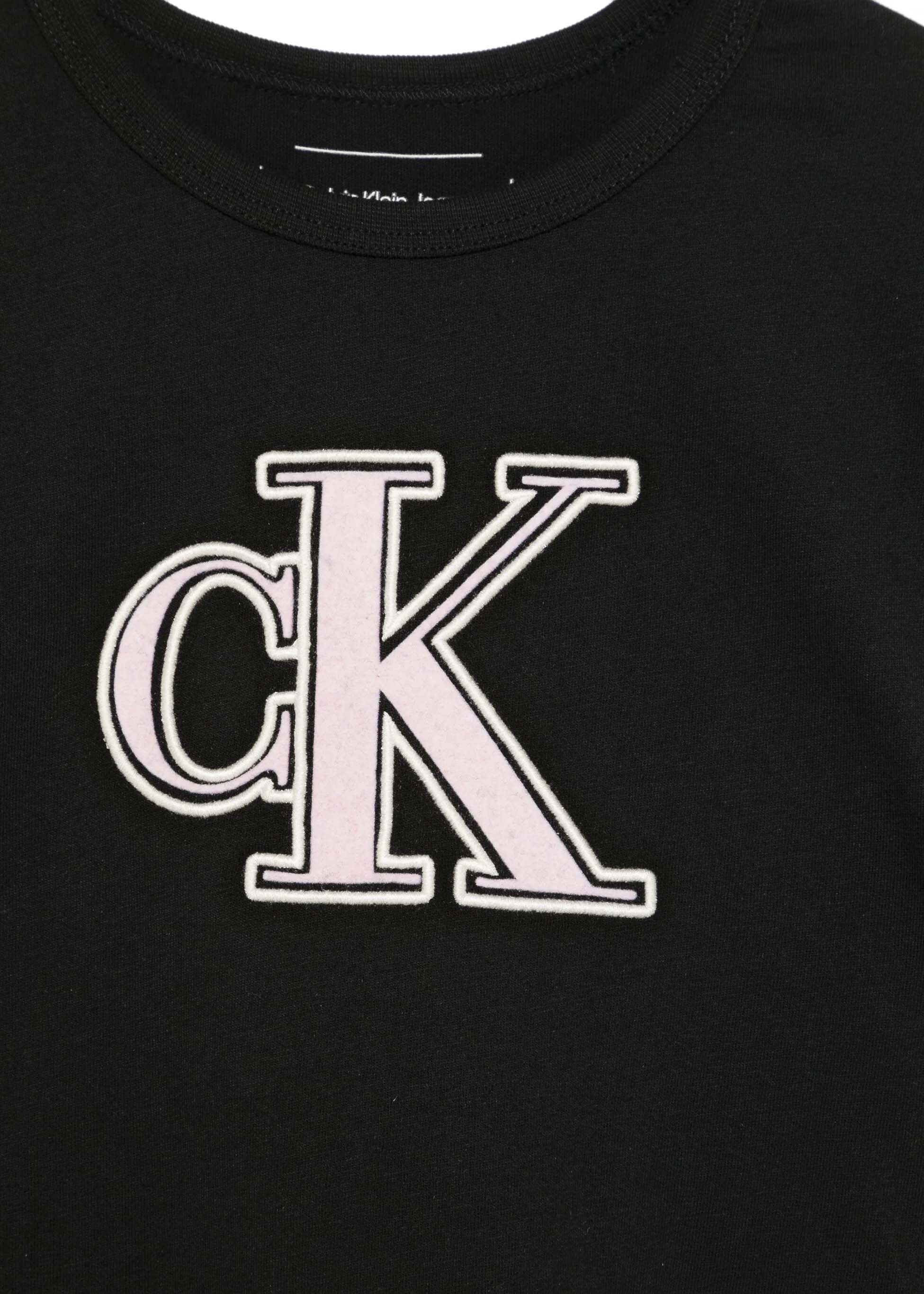 Calvin Klein Kids T-shirt Nera con CK per Bambine